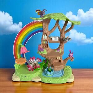 Disney Jakks Pacific 2010 Rainbow Treehouse Playset Fairies Flowers Works